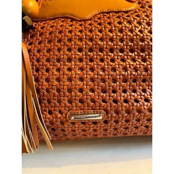 Rebecca Minkoff Leather Basket Weave Bag Large Satchel - Picture 2 of 9